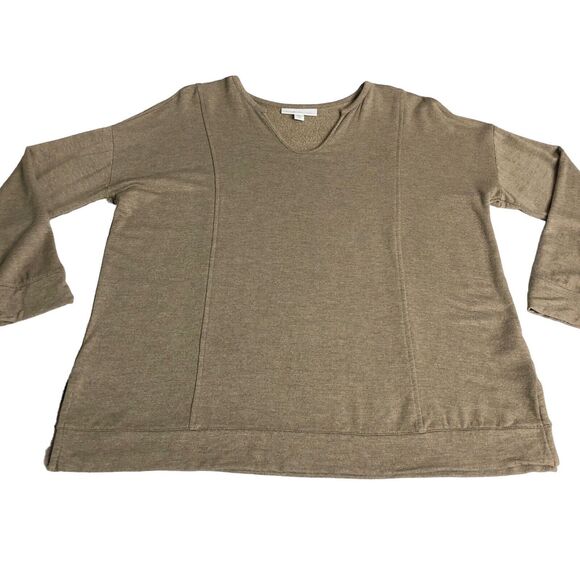 Pure J Jill Sweater Women Petite M Brown Tranquility Fleece Pullover Comfort - Picture 2 of 14